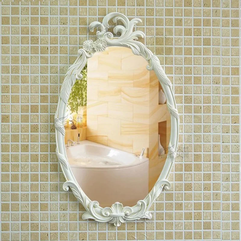 French Vintage Palace Oval Wall Mirror Custom Hotel Bathroom Makeup Mirror for Wall Decor Photo Background