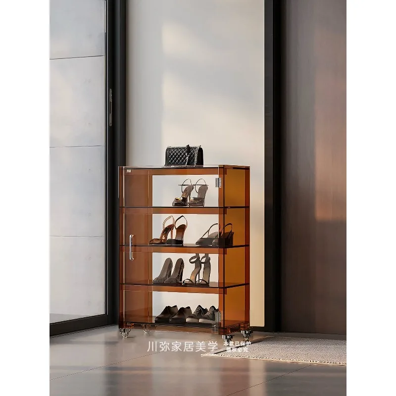 Multi-layer storage rack floor-to-wall narrow shelf, light luxury high-end floor display rack creative movable placement rack