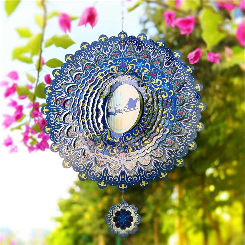 ABRS-3D Spinner a spirale per la decorazione del giardino del cortile Campanelli eolici rotanti appesi Decorazione esterna della casa Ornamenti natalizi