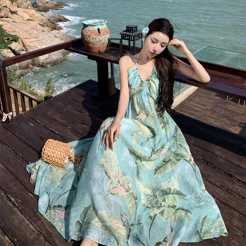 

New Strapless Summer Boho Beach Dresses 2024 Elegant Women's Floral Chic Vacation Long Sundress Sweet Lolita Sexy Stylish Dress