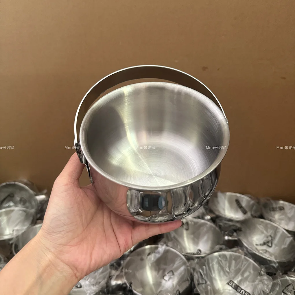 Stainless Steel 316 Lard Pot With Lid Handle Thick Triple Layer Induction Cooker Compatible Soup Pot 650ml Food Grade Kitchen
