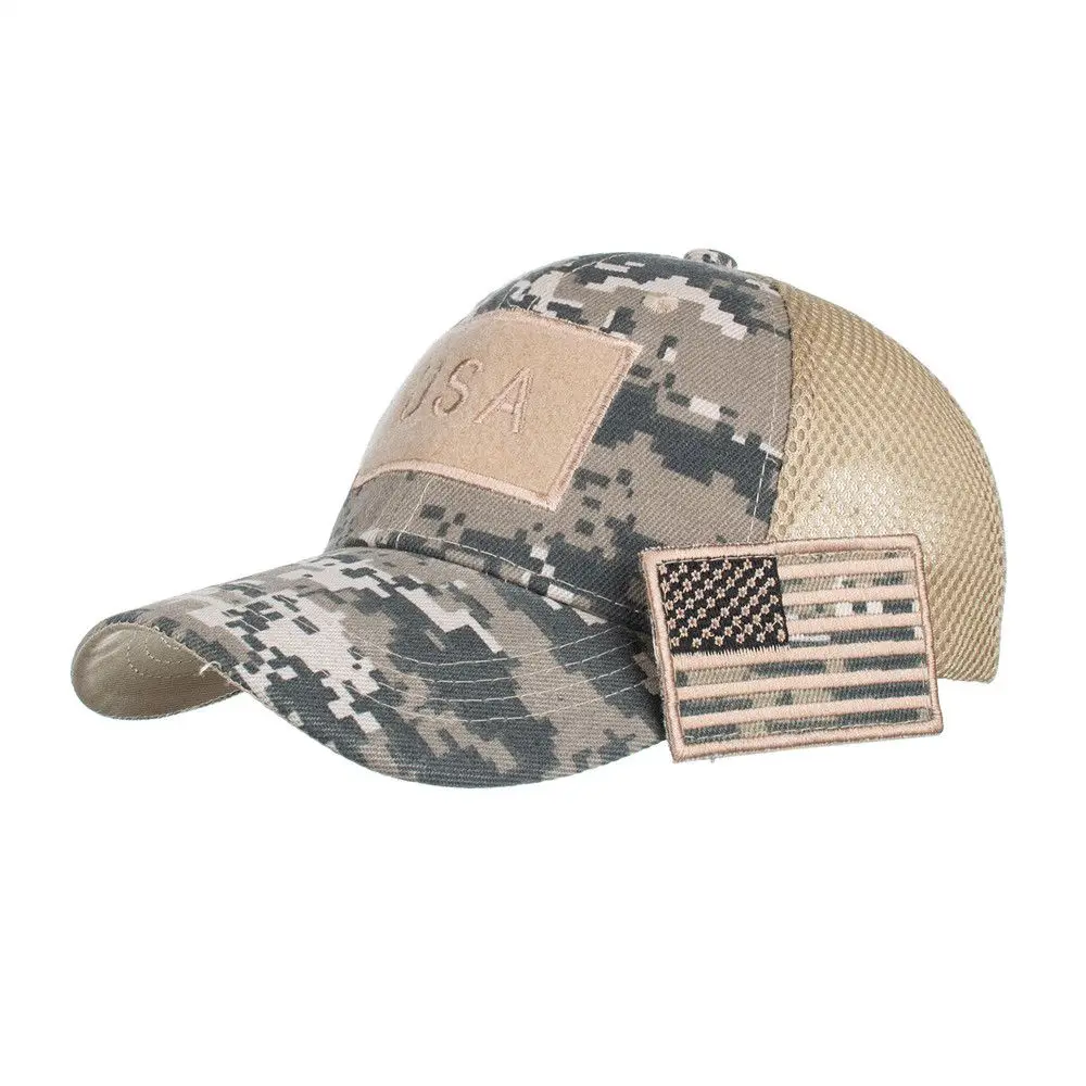 Mens Cotton Baseball Cap USA Army American Flag Tactical Trucker Hats Mesh Hat