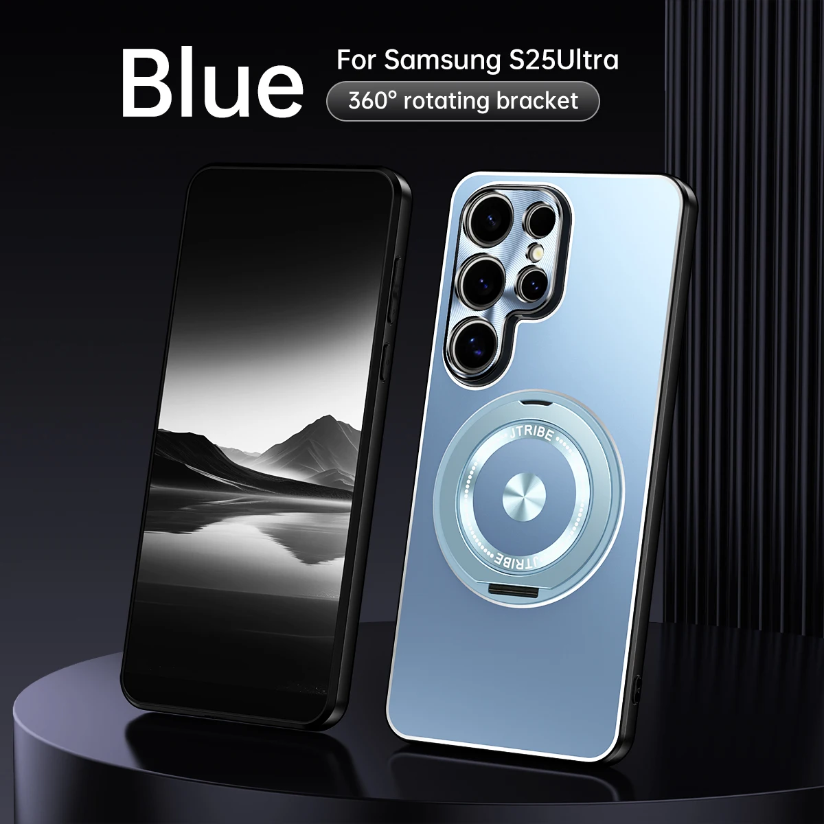 Metal Back Cover Phone Case for Samsung Galaxy S24 Plus S23 S25 Ultra Magnetic Rotating Ring Holder Lens Full Protection Cases