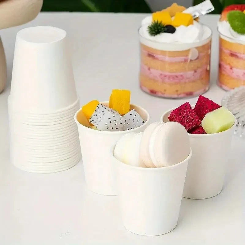 

50/100PCS Disposable Small Paper Cups Thickened Durable Disposable Mini Paper Cups Coffee Candy Supermarket Tasting Party