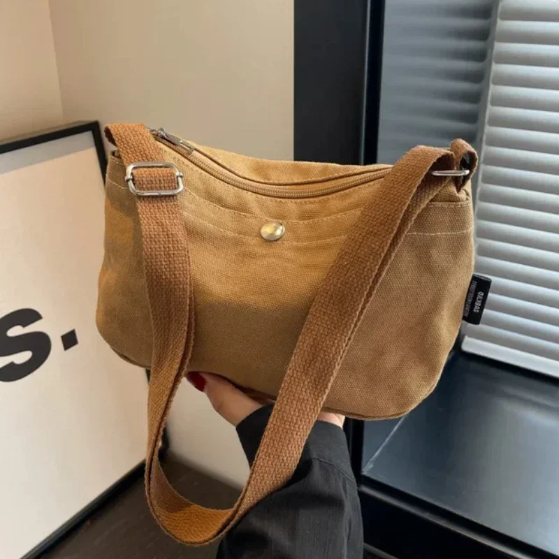 

Canvas Shoulder Bags Women Solid Simple Multifunction Handbags Crossbody Bags Messenger Bags Unisex Zipper Shopper Bolsas