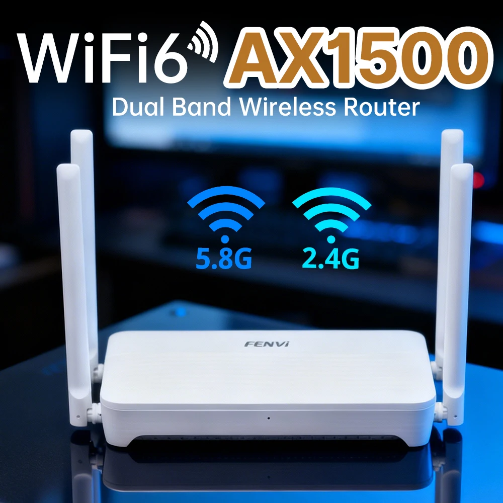 

FENVI AX1500 Wi-Fi 6-маршрутизатор, двухдиапазонный гигабитный порт, 4 антенны, сетчатая поддержка сильного сигнала, интеллектуальный маршрутизатор с вилкой европейского/американского стандарта для дома