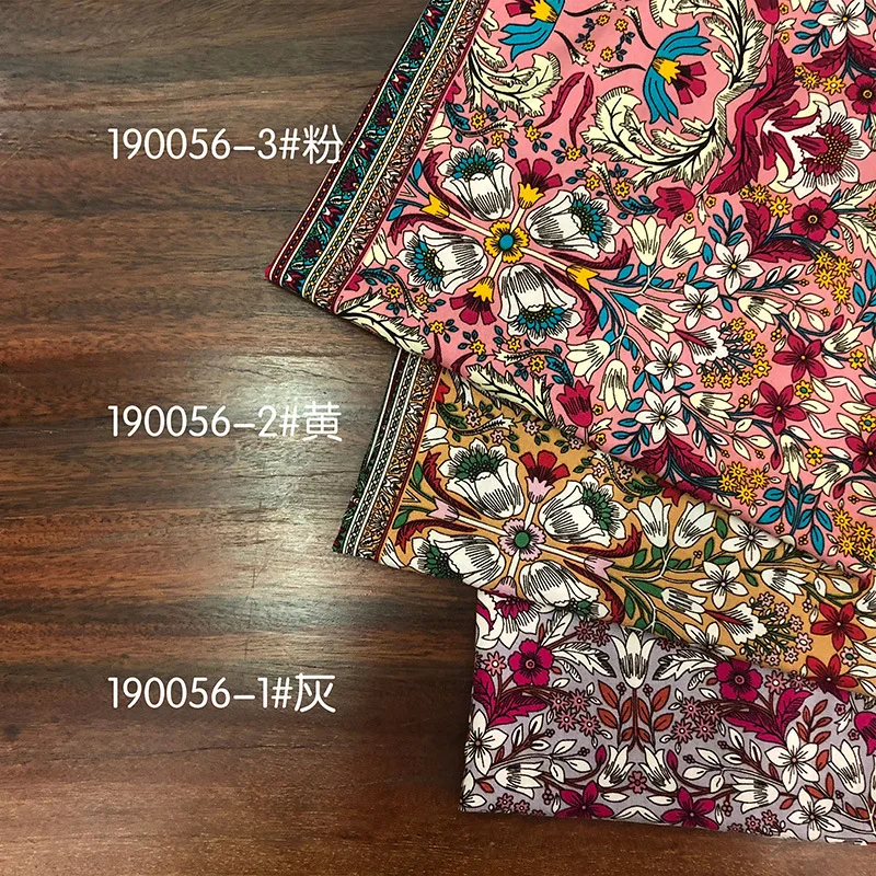 Large Flowers Viscose Fabric Sewing Cloth Colorful Floral Digital Print Challis 100% Rayon Material for Skirt,Dress,By the Meter