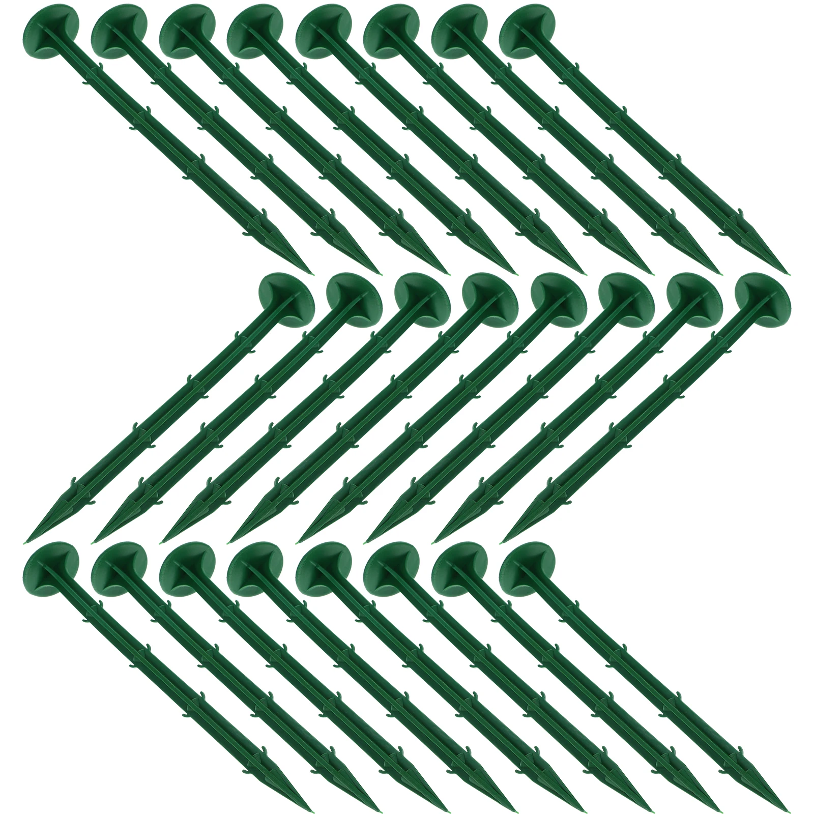 

100pcs 20cm Green Plastic Garden Stakes Landscape Fabric Spikes Ground Pegs Tarp Fixing Durable Practical Gardening Supplies