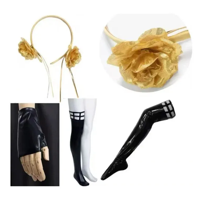 2025 aaa disfraz de Cosplay diadema elástica medias hasta el muslo medias peluca pendientes Yor Forger vestido conjunto completo