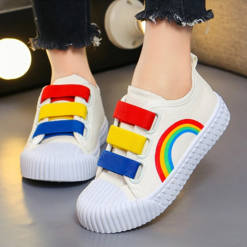 2024 New Boys and Girls Canvas Fashion Hook Children\'s Casual Shoes Soft Bottom Toddler Walking Shoes Anti-slip School Shoes