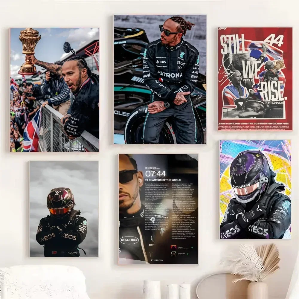 F1 بطل السباق الأسطوري شخصية L-Lewis هاميلتون المشارك ذاتية اللصق الفن ورق مقاوم للماء ملصق مقهى غرفة البار #2