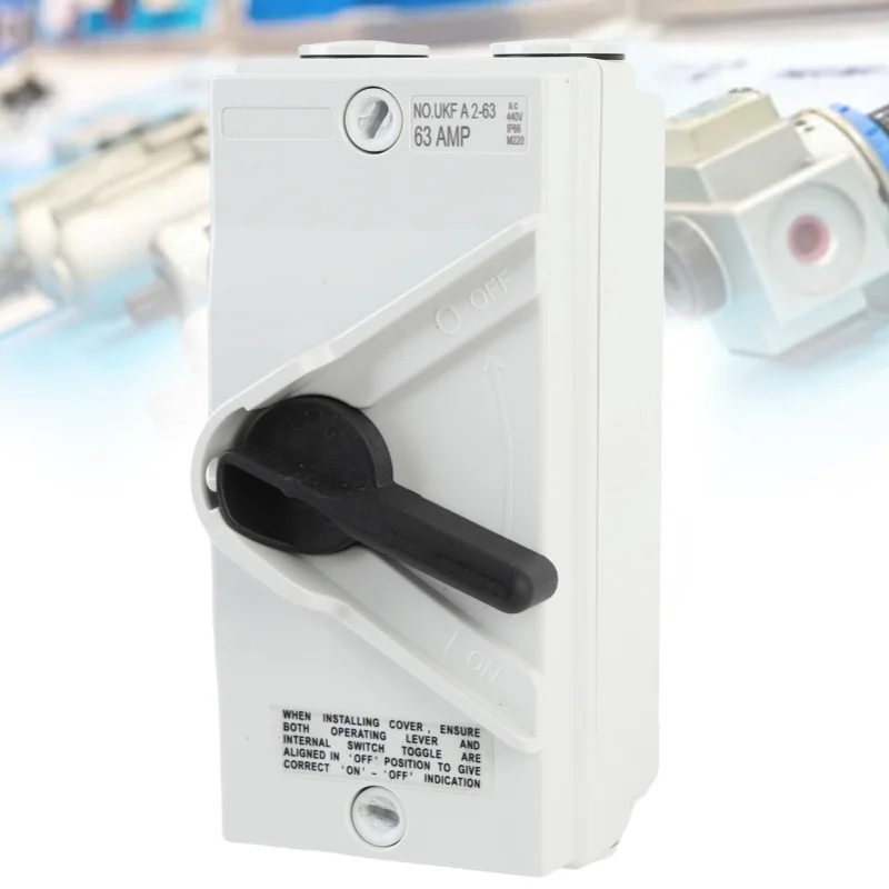 Interruptor de desconexión de Motor cerrado 63A, 2 polos, IP66, resistente al agua, Industrial, para exteriores, caja de interruptor resistente para barco generador