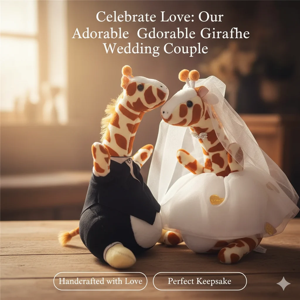 Cute Giraffe Couple Plush Toys Wedding Gift Bride And Groom Animal Dolls For Girlfriend Valentine Anniversary Or Room Decoration