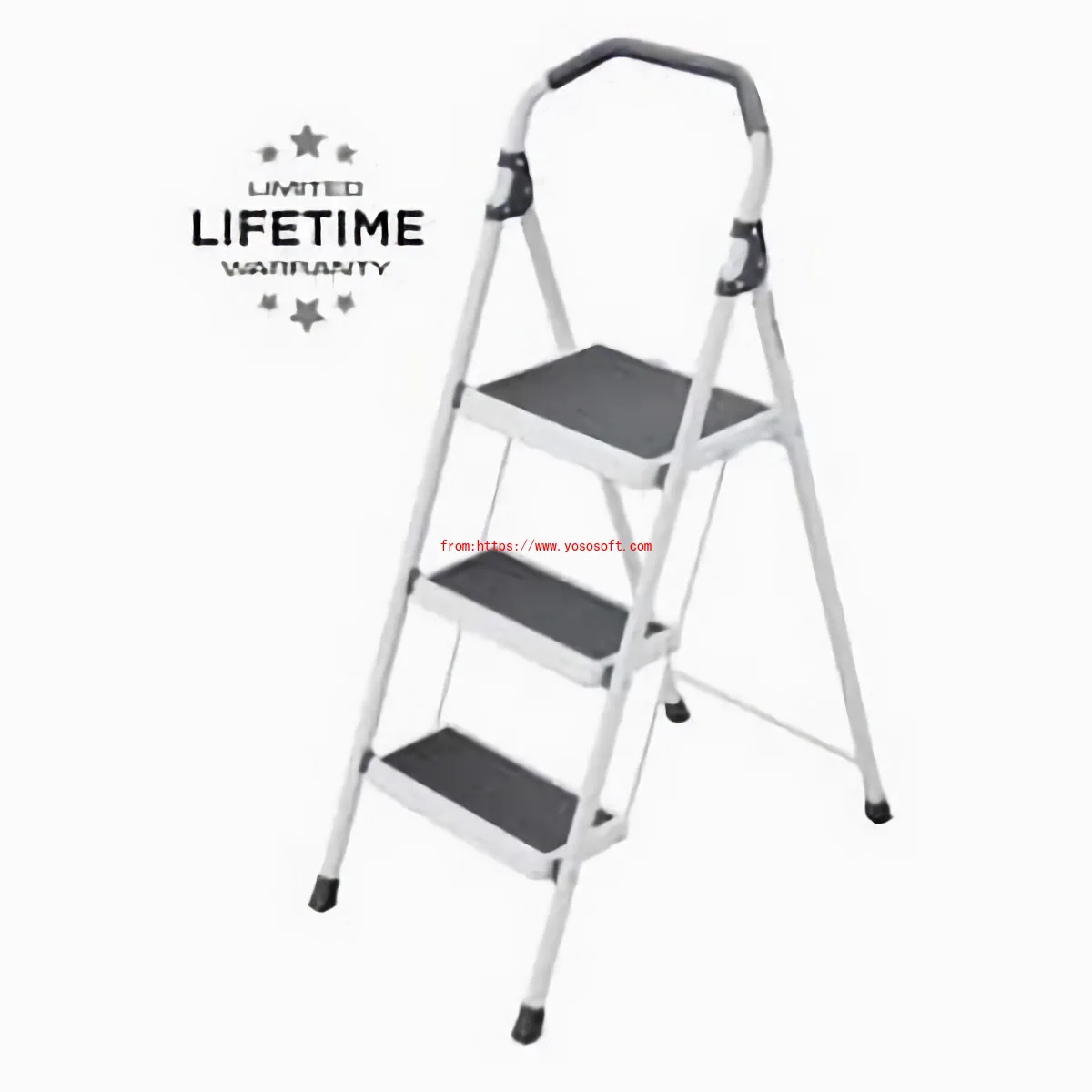 US 3-Step Steel Lightweight Step Stool Ladder 225 lbs. Load Capacity Type II Duty Rating (9ft. Reach Height)