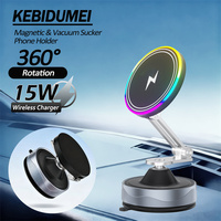 KEBIDUMEI 360 Degree Rotatable & 15W Wireless Charger Vacuum Suction Magnetic Car Phone Holder Car GPS Navigation Mount