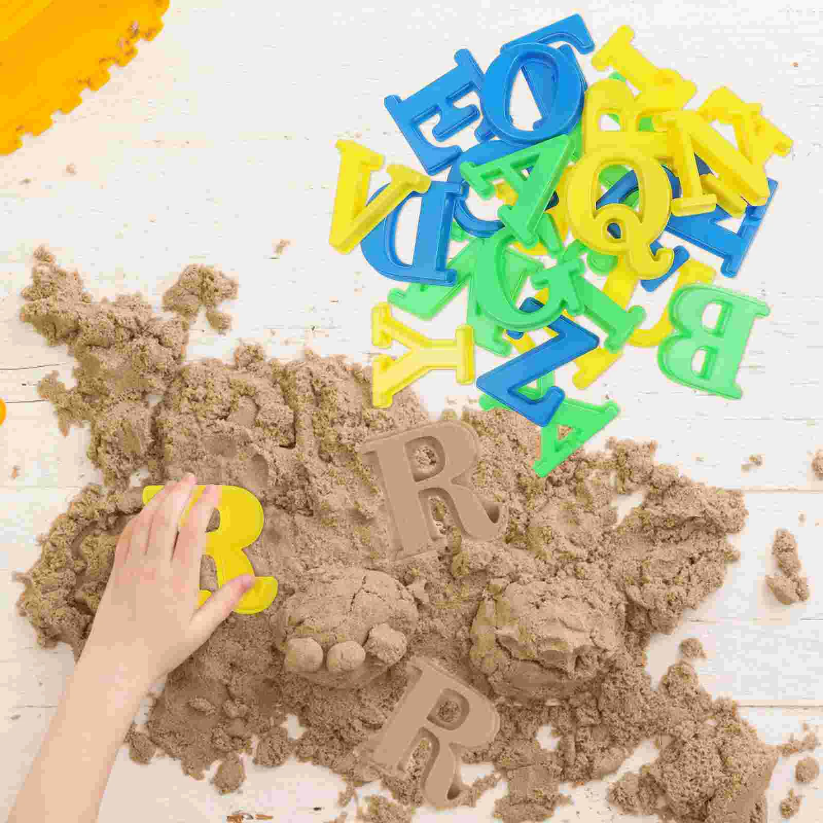 26pcs/pack Creative Motion Sand Modeling Molds Learning Tool Beach Alphabet Letters Molds for Kids Baby Children