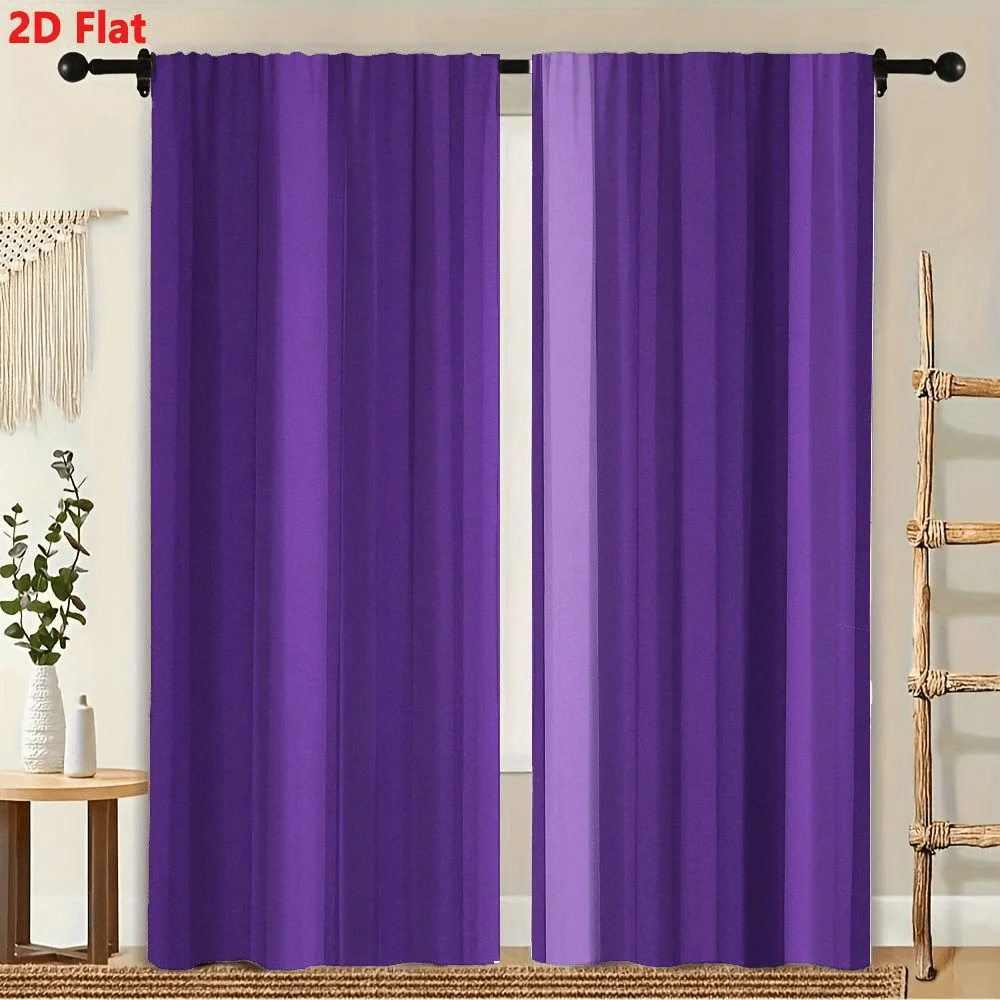 

2Pcs Curtains Purple Vertical Stripes Abstract Pattern Window Drapes for Bedroom Room Decor Decoration Window Treatment.