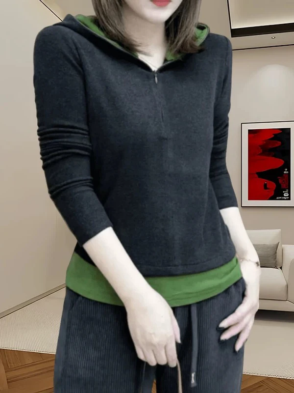 롱 슬리브 후디 여성용 루즈핏 패션 캐주얼 슬리밍 지퍼업 스웨트셔츠 가을 겨울 슬리 독일 벨벳 패치...