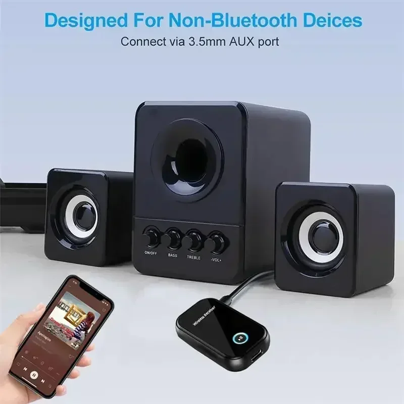 Bluetooth 5.0 Receiver Stereo 3.5mm for AUX Call Mic Music Wireless Audio Adapter For Car kit Wired Speaker Amplifier