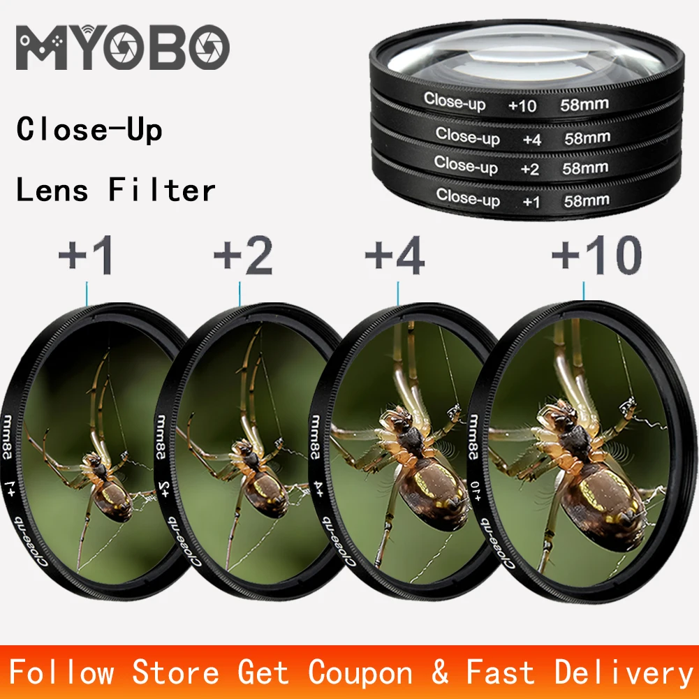 MYOBO 클로즈업 매크로 필터 +1 +2 +4 +10 DSLR SLR 카메라용 클로즈업 Len 필터 - 37 40.5 43 46 49 52 55 58 62 67 72 77 82 mm