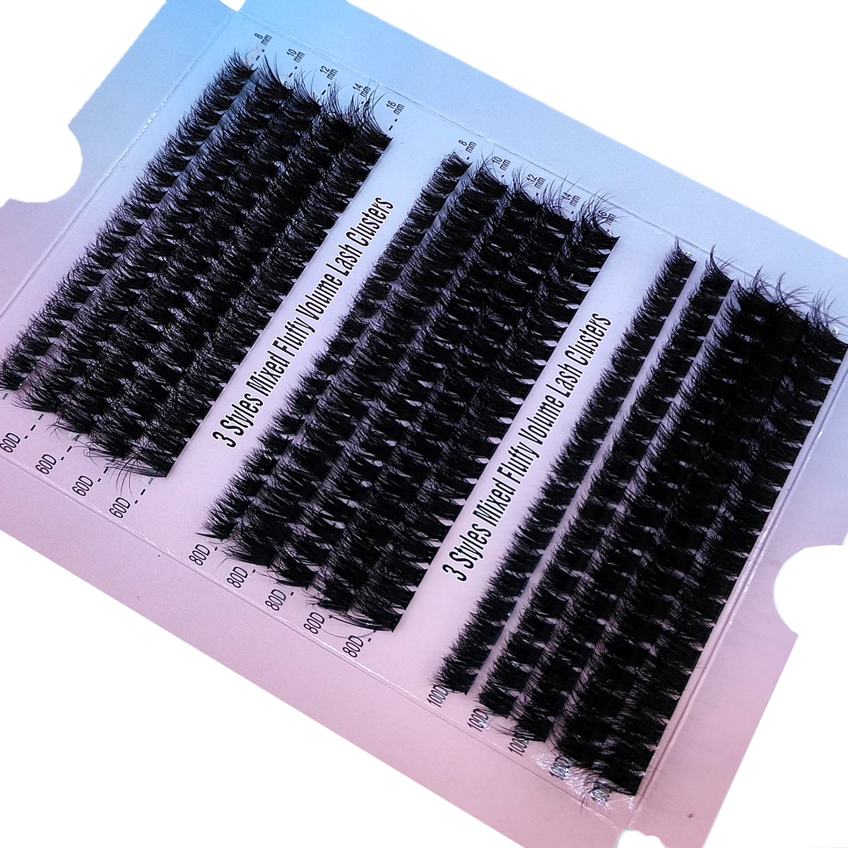 300Clusters Fluffy Eyelash Extension 60D+80D+100D Mix Tray Natural Style Handmade Individual Eyelash Bundles Makeup Thick Lashes