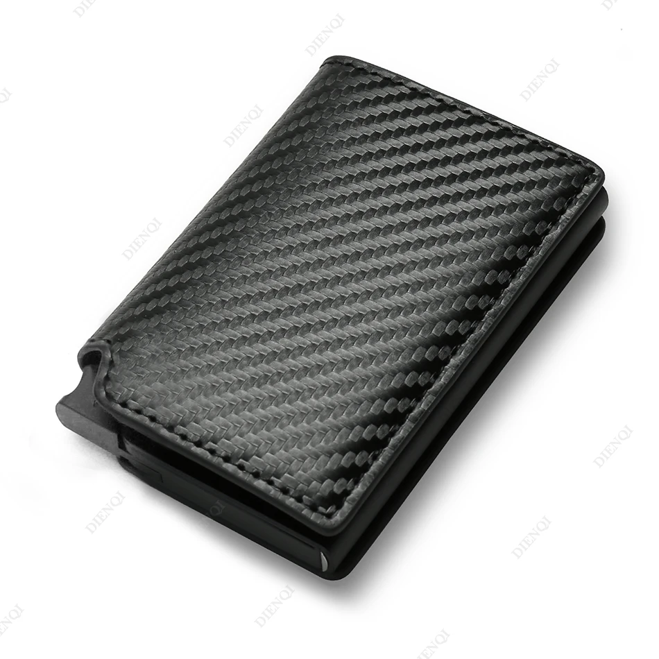 Carbon Fiber Credit Card Holder Wallets Men Brand Rfid Black Magic Trifold Leather Slim Mini Wallet Small Money Bag Male Purses