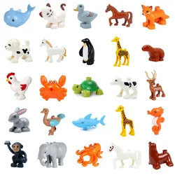1Pcs Big Block Building Classic Marine Animal Wildlife Penguin Whale Compatible Duplo Bricks Set Supplement Toy For Children
