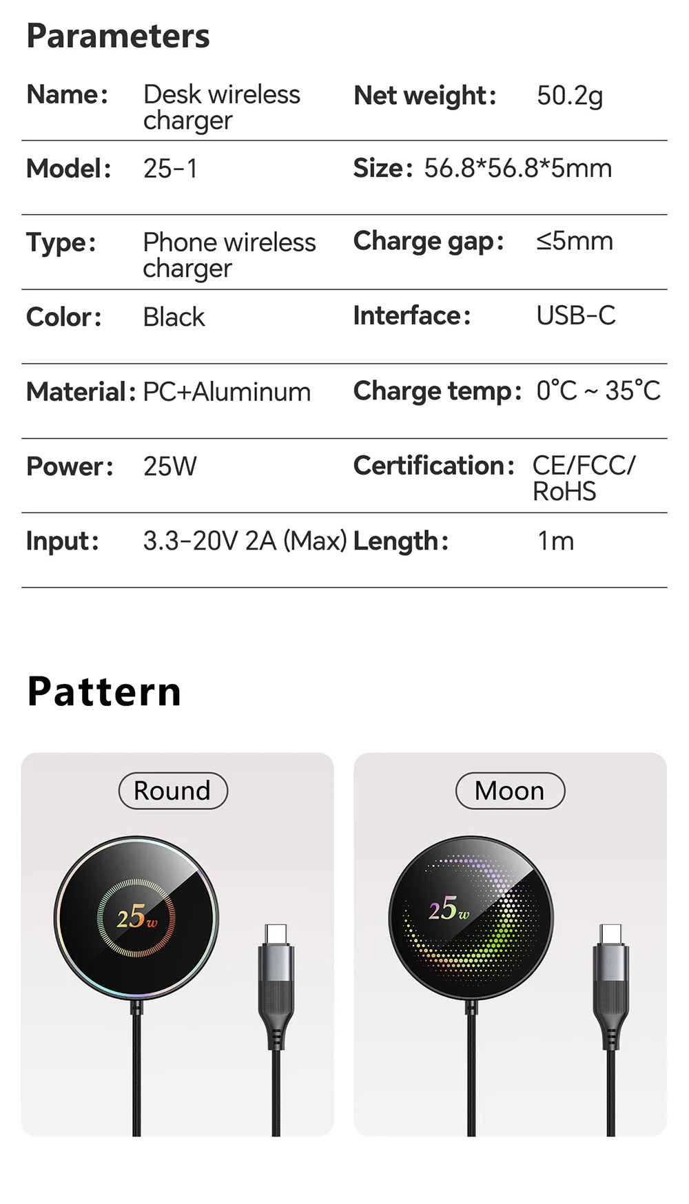 25W Magnetic Wireless Charger Compatible with Apple iPhone 17/16/15, Samsung, Xiaomi Phones, Car, Bedside, Desktop Wireless Indu
