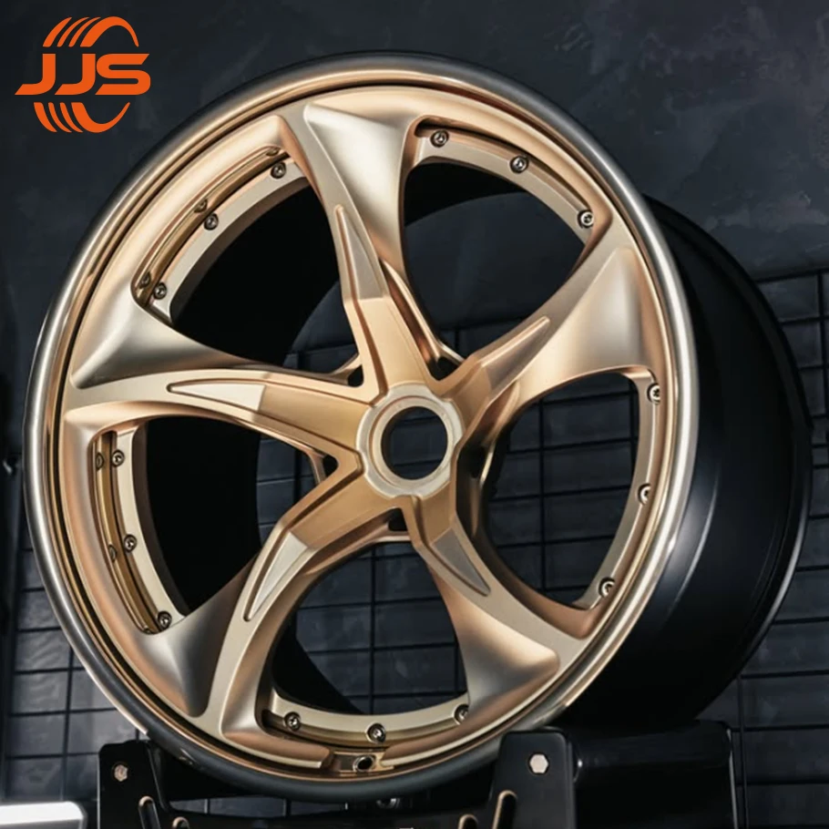

JJS Personalized Custom 2-piece Forged Aluminum Alloy Passenger Car Wheel Hub Gold Matte 18-22 Inches