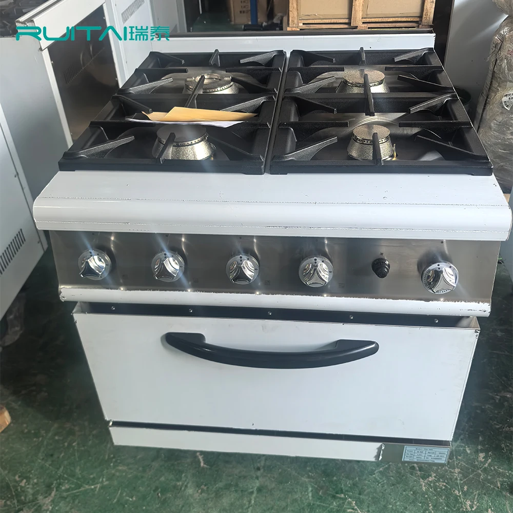 Ruitai Direct Factory Commercial Combination Equipments Gas Range Stove 4 Burner with Oven