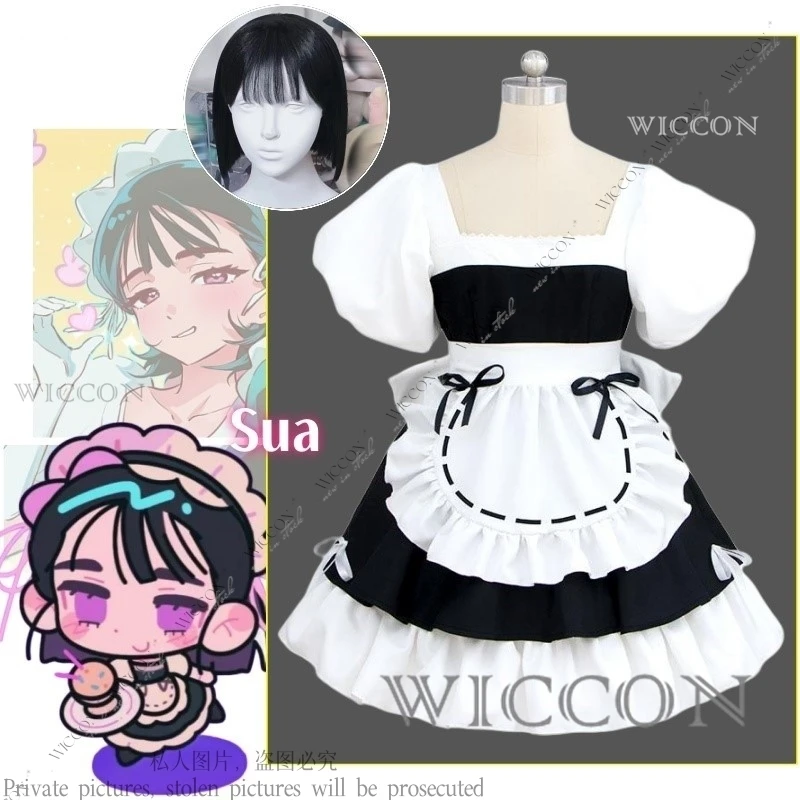 Anime ALIEN STAGE Sua Gallery Cosplay Lolita Dress Maid Uniform Cosplay Costume Wig Halloween Cute Woman Role Play Daily Outfit