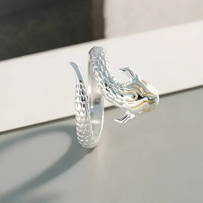 Fighting Sky Swallowing Python Ring Men Women Medusa Ring Second Dimensional Animation Peripheral Jewelry Open Adjustable