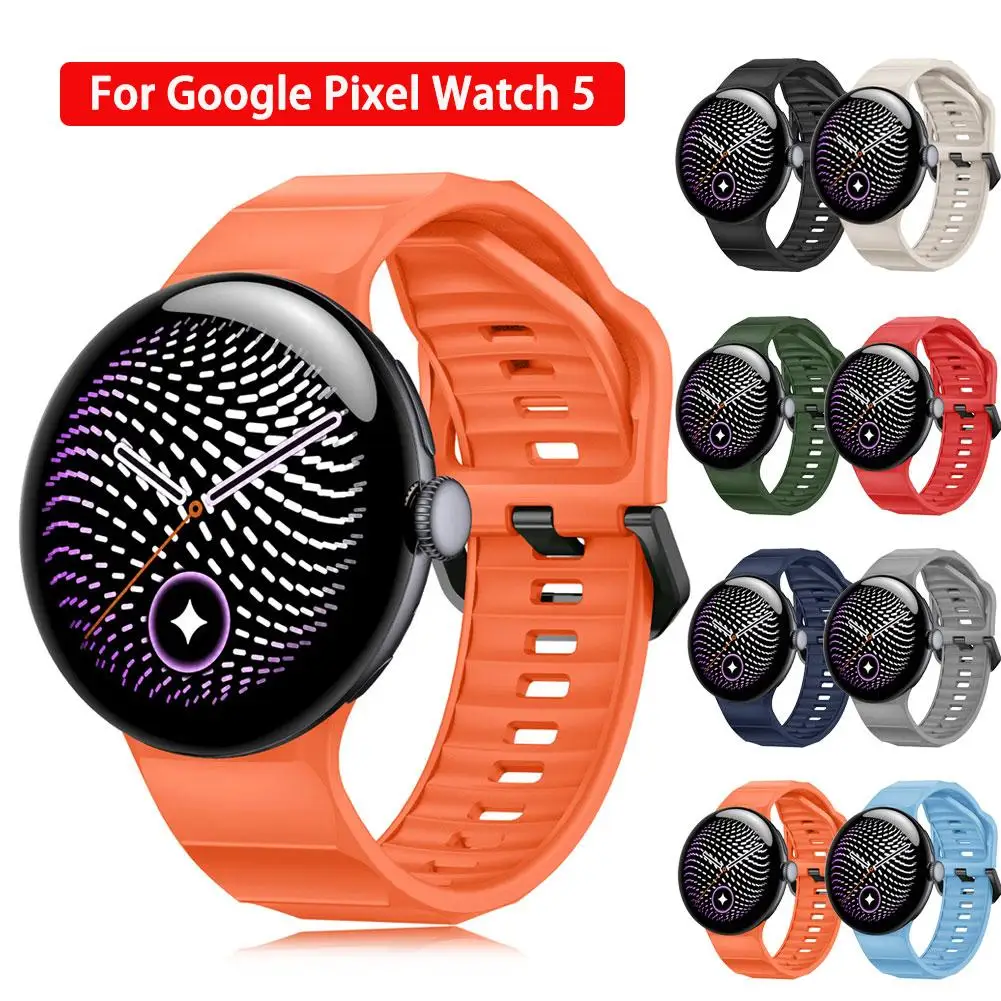 For Google Pixel Watch 5 Band Wave Style Silicone Strap For Sports Smartwatch Accessories