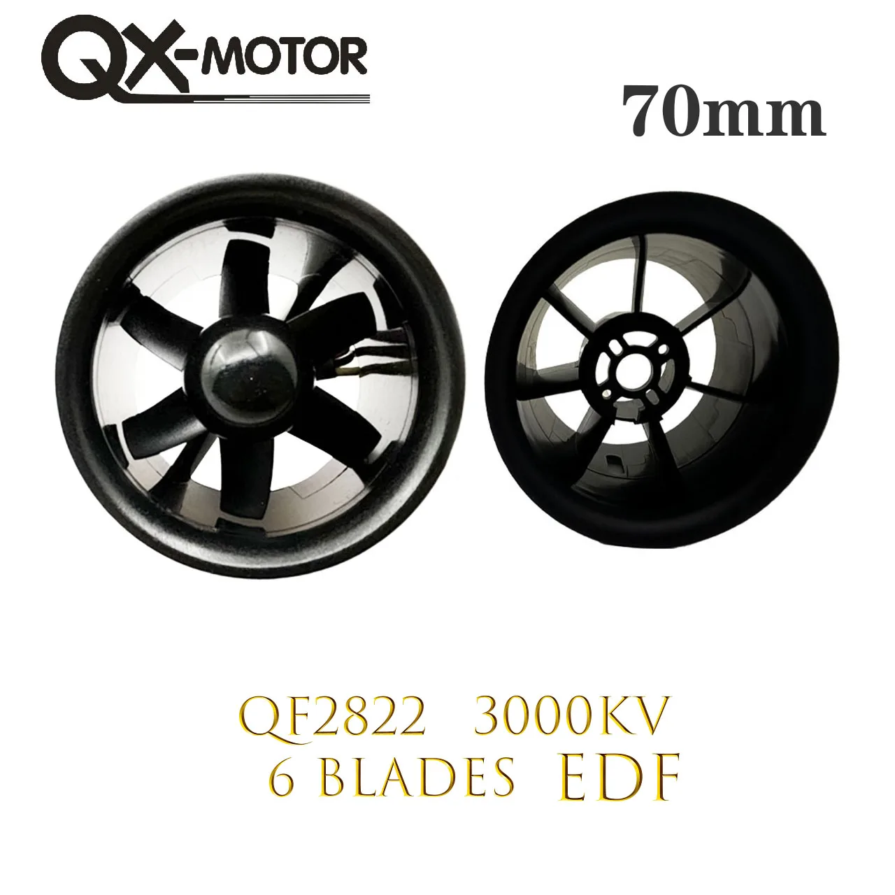 QX-Motor 70mm EDF 6 łopatek prowadzący wentylator bezszczotkowy silnik QF2822 (2222)-3000KV dla dronów zabawkowych DIY komponenty