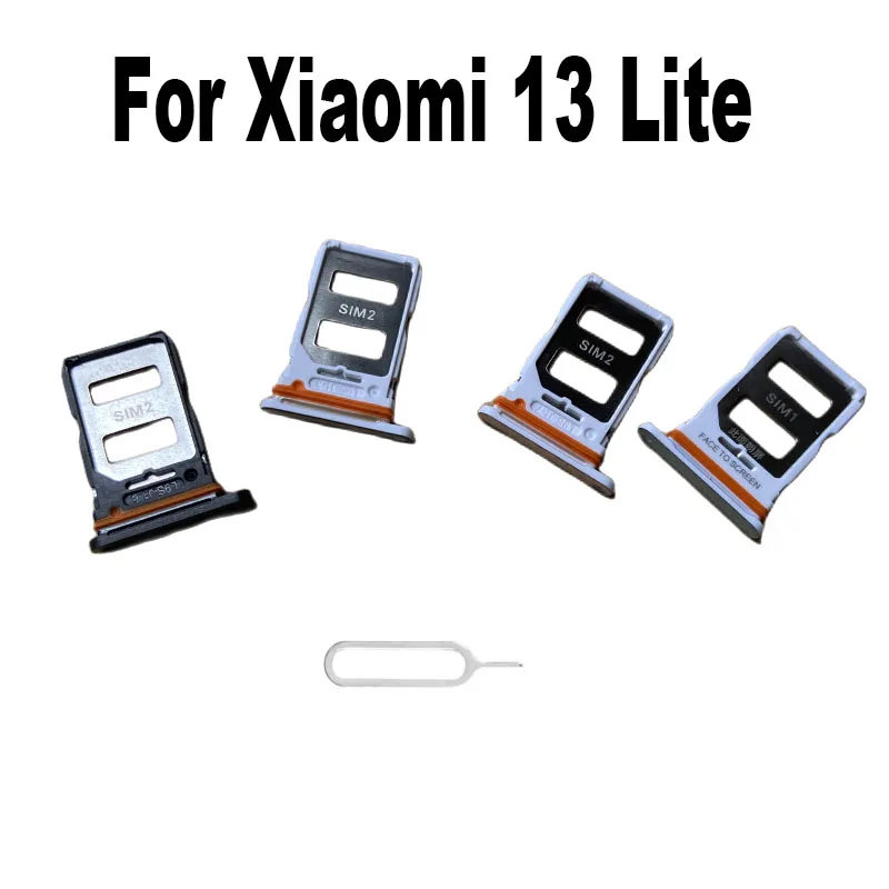 New For Xiaomi 13 Lite Sim Card Tray Slot Holder Socket Adapter Connector Repair Parts Replacement