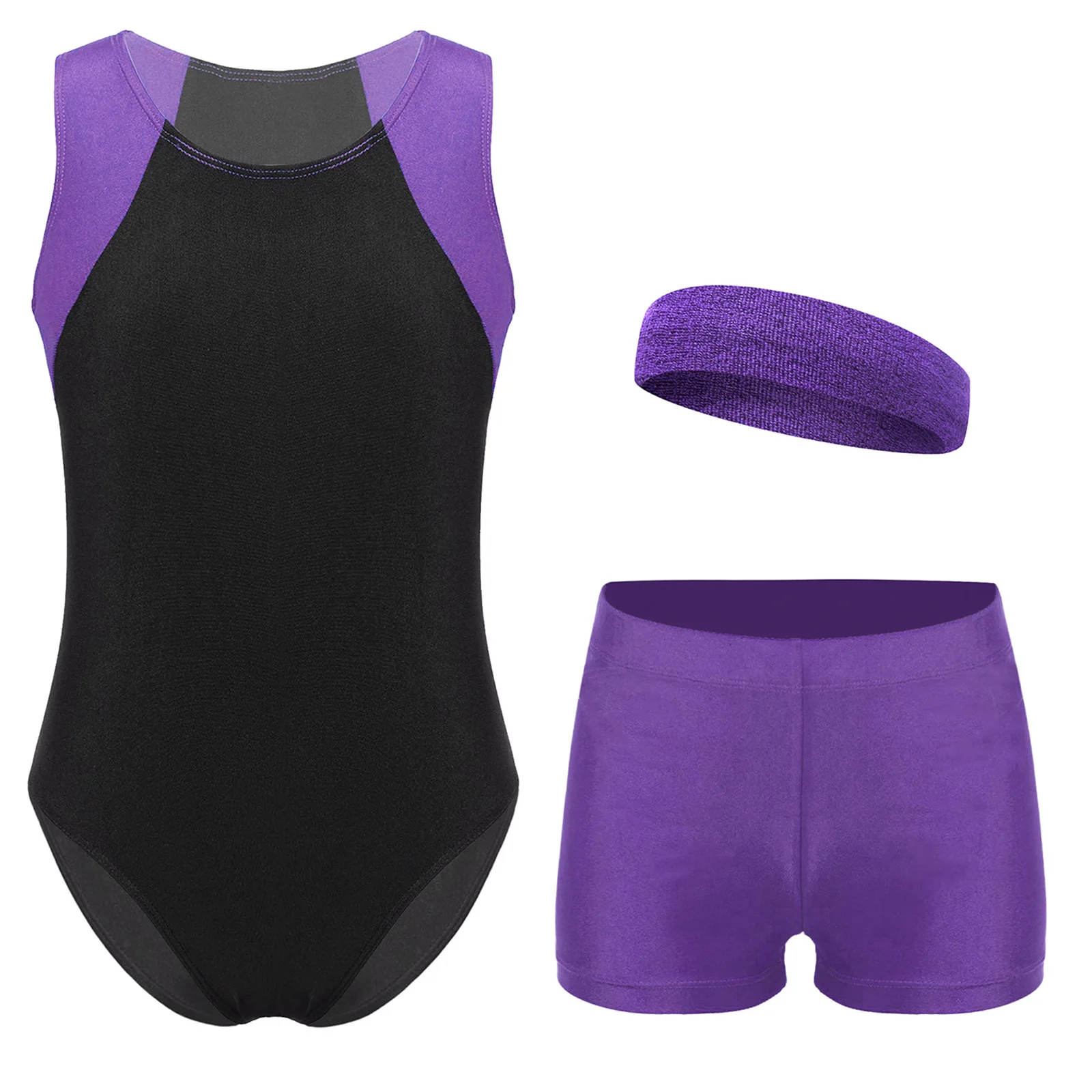 Crianças ginástica bodysuit para meninos patinação macacão sem mangas collant com shorts bandana acrobacia treino macacão de fitness