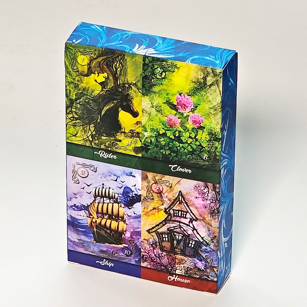 9×6cm ミラー・トゥルース・ルノルマンデッキ、350GSM両面エンボス加工カードストックに印刷、36枚の魅惑的なフラクタルイメージカード