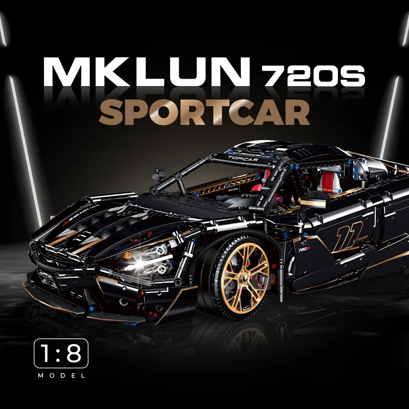 McLaren 720S Black Knight Creative Static Model High-Level Assembly Model Educational Toy Ornament Birthday Gift