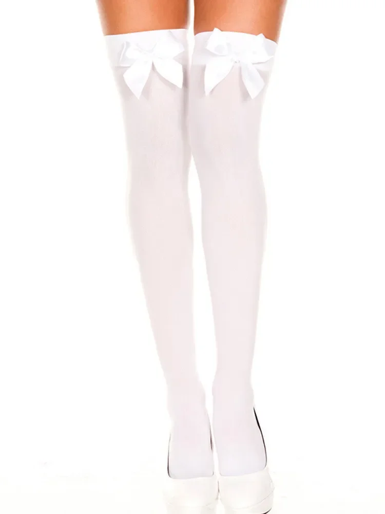 Sexy Damen-Strumpfwaren, rosa Schleife, oberschenkelhohe Seidenstrümpfe, Hose. Damen-Strümpfe mit süßer Schleife, Strumpfhosen, Studentenstrümpfe – Detail 5