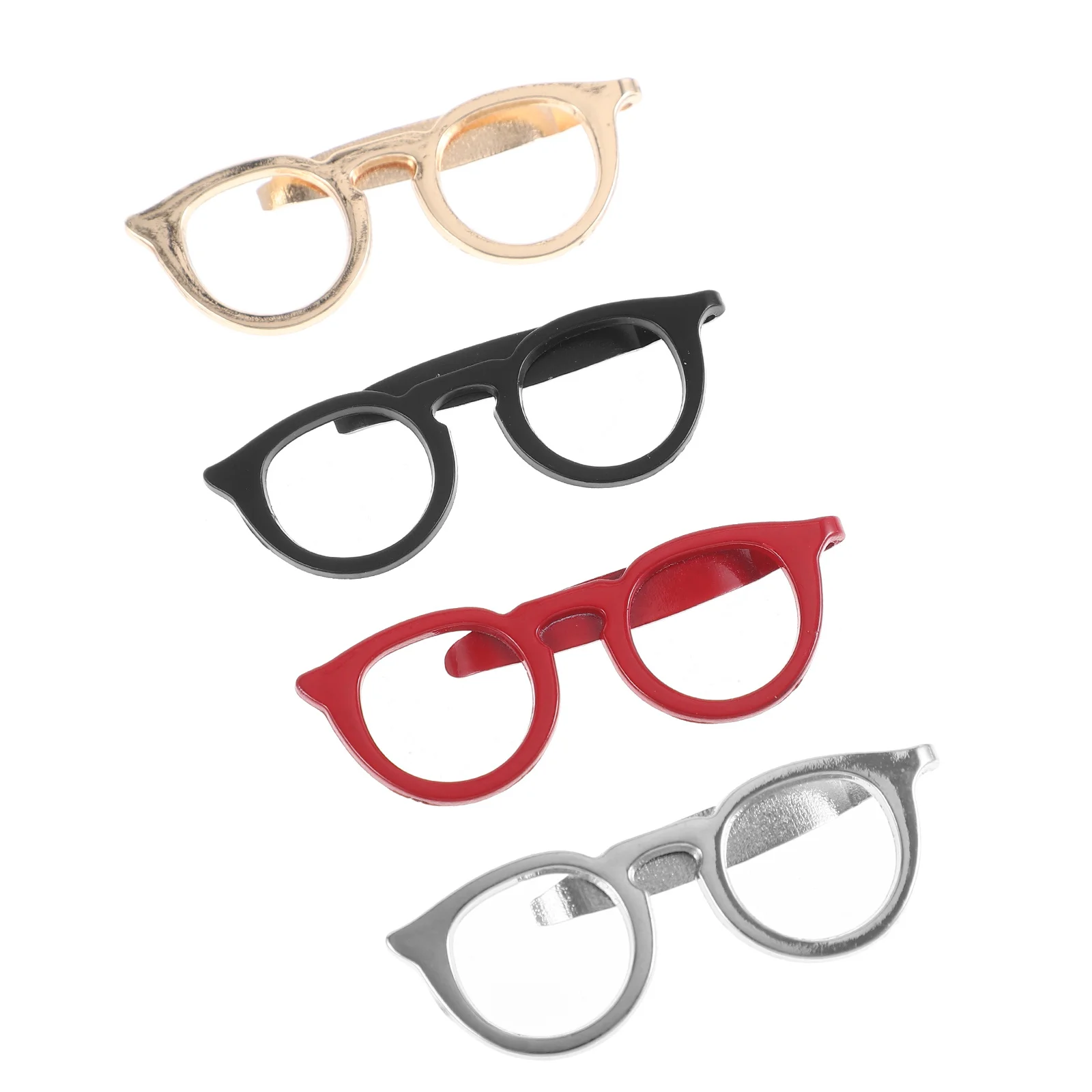 4pcs Metal Tie Glasses Design Durable Secure Strong Long Lasting Luster Exquisite Workmanship Classic Simple All Sizes