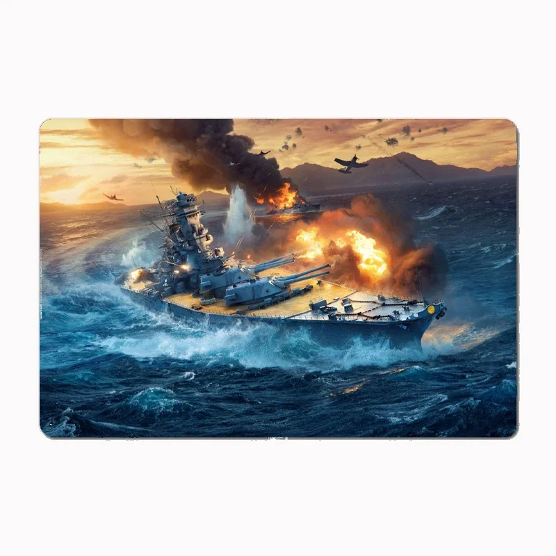 Yamato Battleship Poster Metal Plaque Vintage Bar Tin Sign Wall Decoration for Men's Cave Wall Decoration Plaques Home Decor