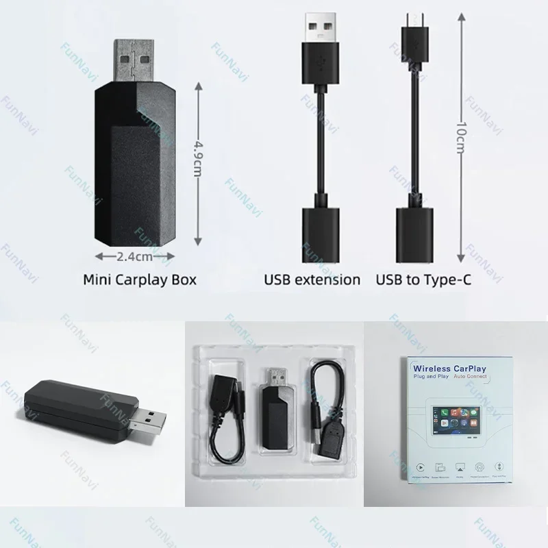 อะแดปเตอร์ CarPlay แบบมีสายไปยังไร้สายสำหรับเครื่องเสียงรถยนต์ OEM ตัวพร้อม USB Plug and Play สมาร์ทลิงค์โทรศัพท์เชื่อมต่ออัตโนมัติกับ CarPlay