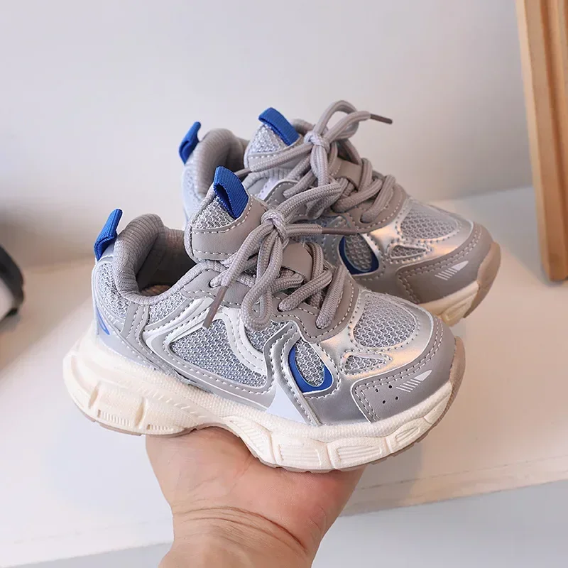 

Kids Shoes Color Matching Cool Korean Wind Girls Sneakers 2024 New Summer Mesh Children Sport Shoes for Boys Lace-up Breatheable