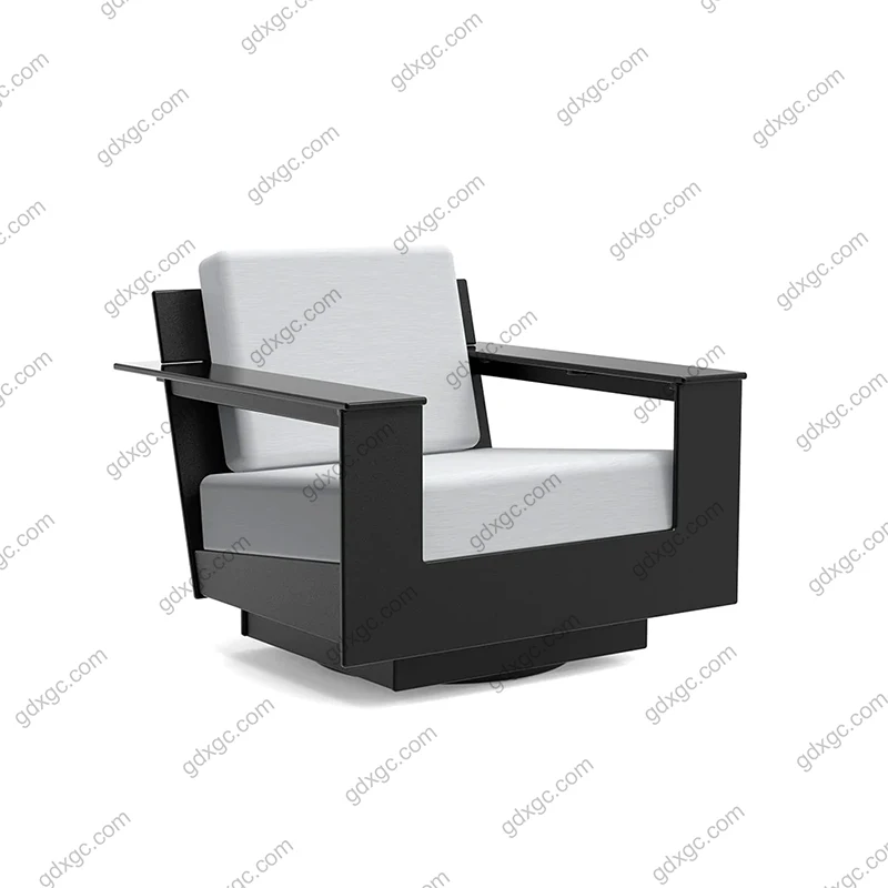 

WPC Plastic Wood Outdoor Sofa Single Sofa With Cushion for Poolside Hotel Villa