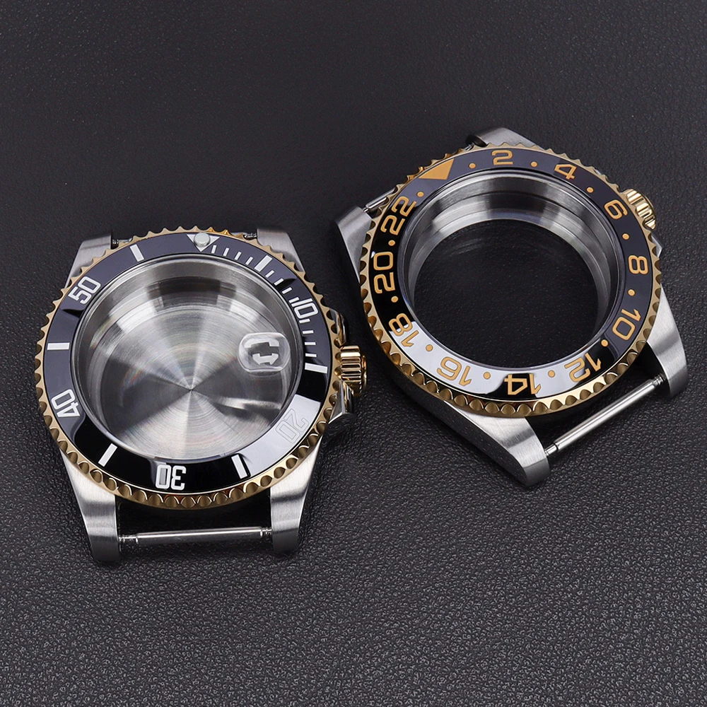 

40mm 20ATM Diving Watch Case Sloping Bezel Sapphire Glass for SUB GMT NH34 NH35 NH36 Miyota8215 ETA 2824 Movement with seal ring