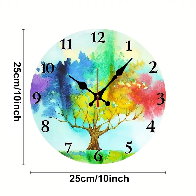 ساعة حائط معلقة خشبية مستديرة صامتة من Lucky Tree، مناسبة لغرفة المعيشة والمكتب وغرفة الدراسة وغرفة النوم والديكور المنزلي