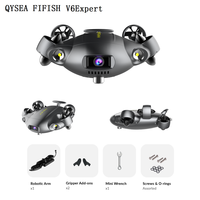 QYSEA FIFISH V6E V6 Expert Arm Underwater Drone 4K Sonar 6000 Lumen LED VR Intelligent Head Tracking 128GB SD Memory Depth Lock