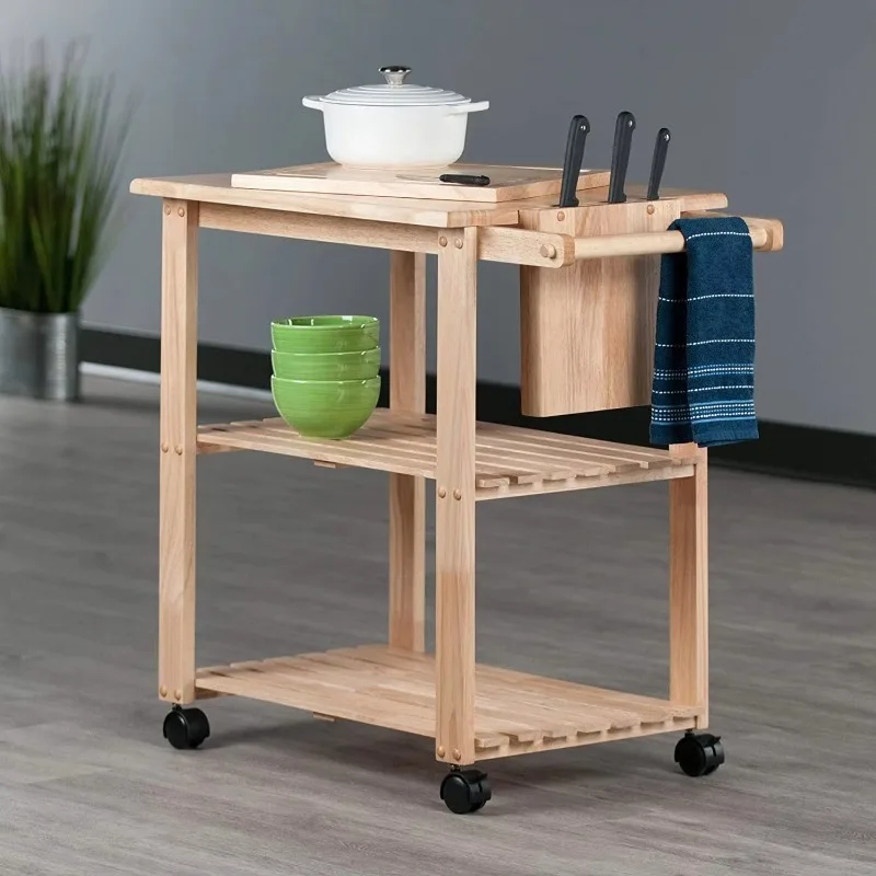 Wood products food storage cart multi-storey carts add space utility cart in the kitchen or dining area