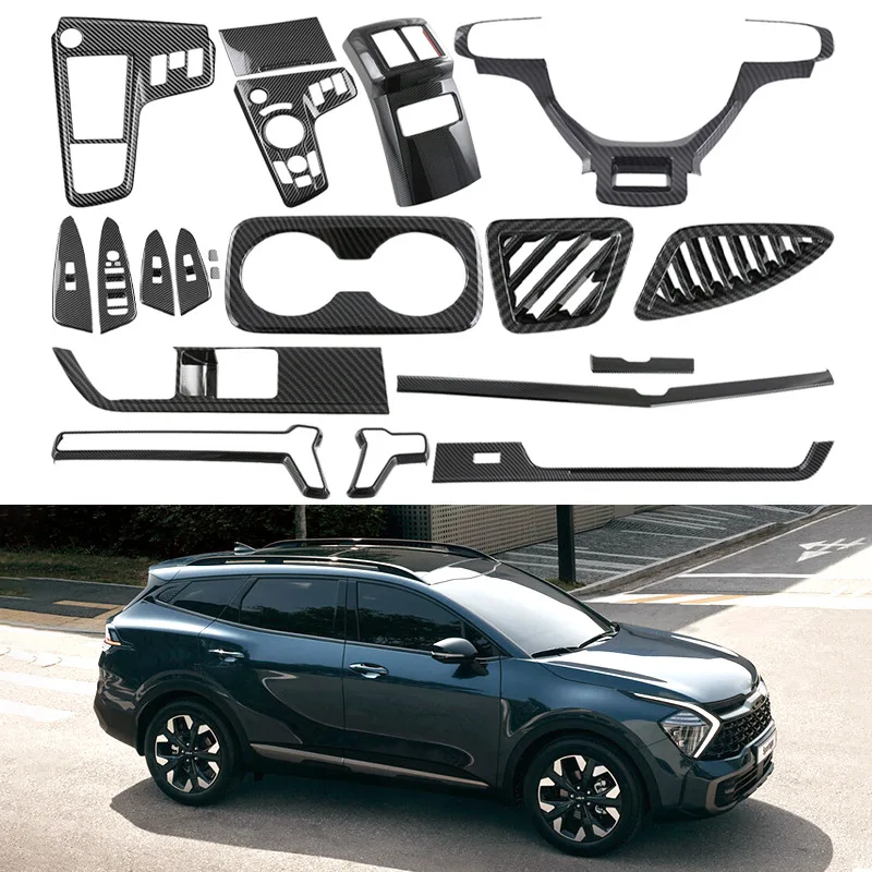 

Салон автомобиля ABS наклейка из углеродного волокна аксессуары для Kia Sportage 2022-2024 приборная консоль шестерня крышка чашки воды вентиляционное отверстие