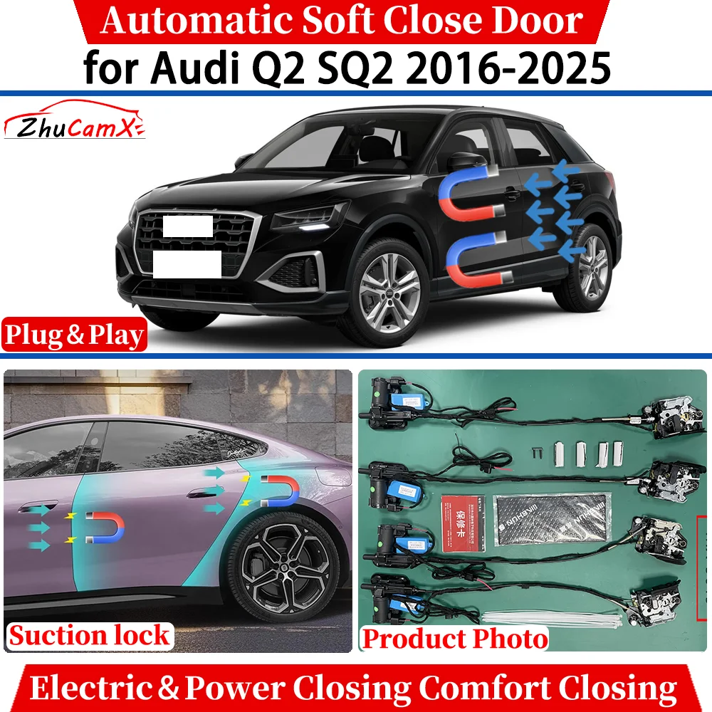 

Для Audi Q2 SQ2 2016-2025 Автомобильная автоматическая мягкая закрывающая дверь, электрическая мощность, комфортное закрытие, всасывающий замок, тихая система